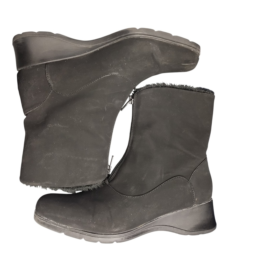 Naturalizer Dinara Winter Boots Womens 7M Black Waterproof Square Toe Front Zip